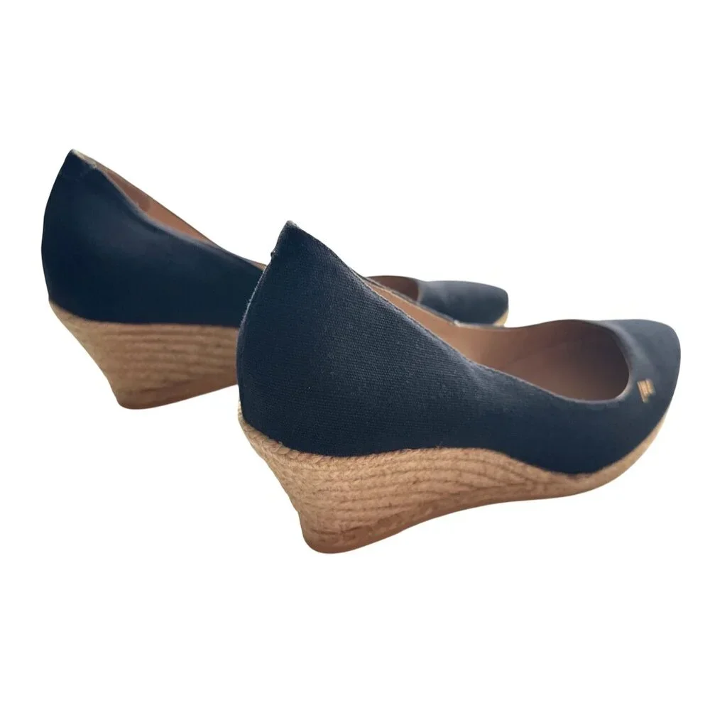 Viscata Black Espadrille Wedges Canvas Upper Pointed Toe Made In Spain Size 11.5